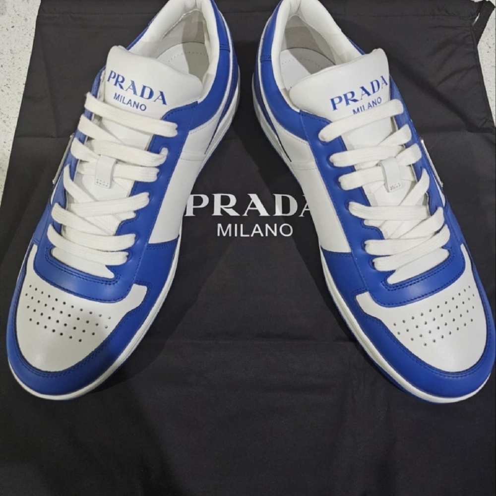 Prada Downtown Men's Blue and White Shoes